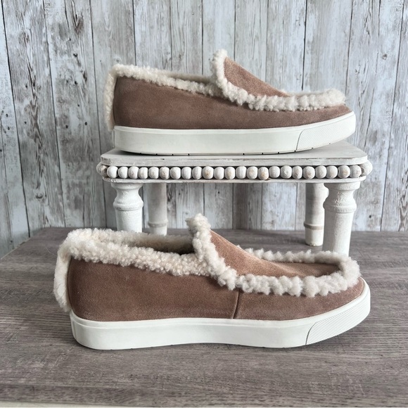Vince Suede Shearling Slip On Sneakers Size 7 - Picture 2 of 7